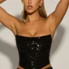Sterling Embellished Draped Corset Top i svart