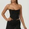 Sterling Embellished Draped Corset Top i svart