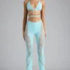 Stevie Embellished Mid-Rise Flared Trousers i isblått
