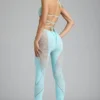 Stevie Embellished Mid-Rise Flared Trousers i isblått