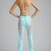 Stevie Embellished Mid-Rise Flared Trousers i isblått