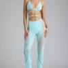 Stevie Embellished Mid-Rise Flared Trousers i isblått