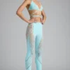 Stevie Embellished Mid-Rise Flared Trousers i isblått
