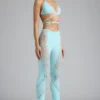 Stevie Embellished Mid-Rise Flared Trousers i isblått