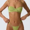 Sundial Embellished Underwired Balconette Bikini Top i pärongrönt
