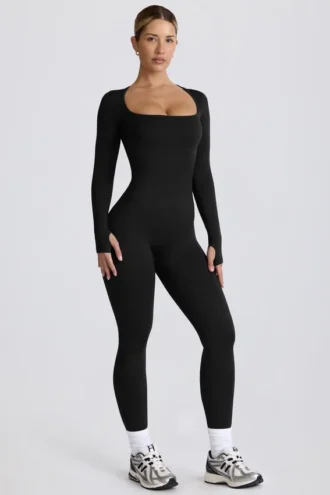Super Sculpt sömlös helkroppsjumpsuit i svart