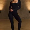 Super Sculpt sömlös helkroppsjumpsuit i svart
