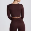 Super Sculpt sömlös kortärmad topp i chokladbrunt
