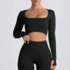 Super Sculpt sömlös kortärmad topp i svart