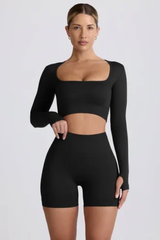 Super Sculpt sömlös kortärmad topp i svart