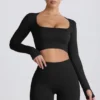 Super Sculpt sömlös kortärmad topp i svart