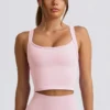 Super Sculpt sömlös lång camisole-top i puderrosa