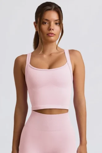 Super Sculpt sömlös lång camisole-top i puderrosa