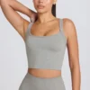 Super Sculpt sömlös långärmad camisole-top i gråmelerad