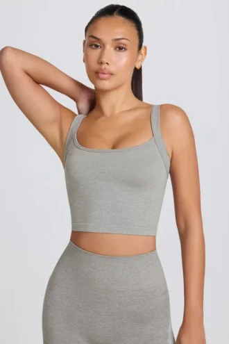 Super Sculpt sömlös långärmad camisole-top i gråmelerad