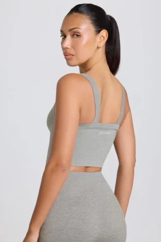 Super Sculpt sömlös långärmad camisole-top i gråmelerad