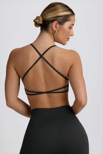 Super Sculpt sömlös rygglös sport-BH i Ash