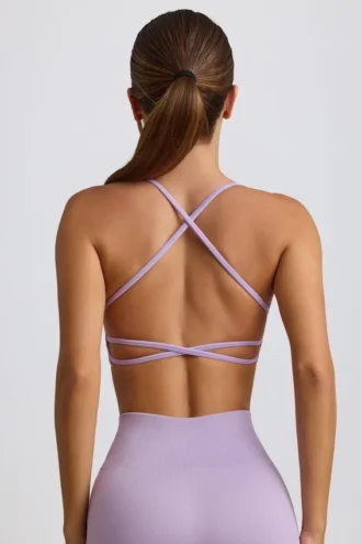 Super Sculpt sömlös rygglös sport-BH i mjuk lila