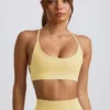 Super Sculpt sömlös rygglös sport-BH i smörgul