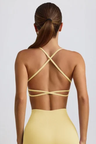 Super Sculpt sömlös rygglös sport-BH i smörgul
