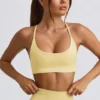 Super Sculpt sömlös rygglös sport-BH i smörgul