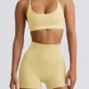 Super Sculpt sömlös rygglös sport-BH i smörgul