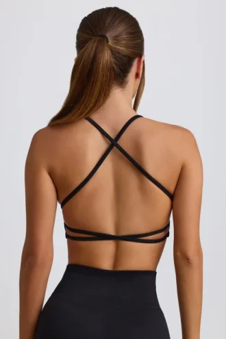 Super Sculpt sömlös rygglös sport-BH i svart