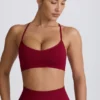 Super Sculpt sömlös sport-BH med korsade band i ryggen i burgundy