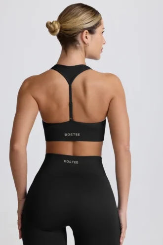 Super Sculpt sömlös sport-BH med T-rygg i svart
