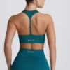 Super Sculpt sömlös T-back-sport-BH i blågrön