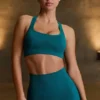 Super Sculpt sömlös T-back-sport-BH i blågrön
