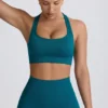 Super Sculpt sömlös T-back-sport-BH i blågrön