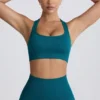 Super Sculpt sömlös T-back-sport-BH i blågrön