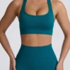 Super Sculpt sömlös T-back-sport-BH i blågrön