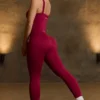Super Sculpt sömlösa leggings i burgundy