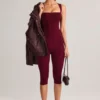 Suri Modal Capri-leggings med medelhög midja i vinröd