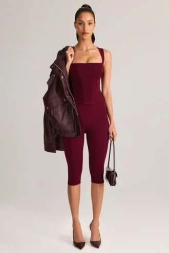 Suri Modal Capri-leggings med medelhög midja i vinröd