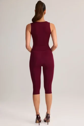 Suri Modal Capri-leggings med medelhög midja i vinröd