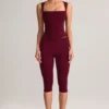 Suri Modal Capri-leggings med medelhög midja i vinröd