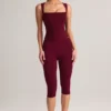 Suri Modal Capri-leggings med medelhög midja i vinröd