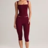 Suri Modal Capri-leggings med medelhög midja i vinröd