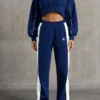 Sweatpants med vida ben i marinblått