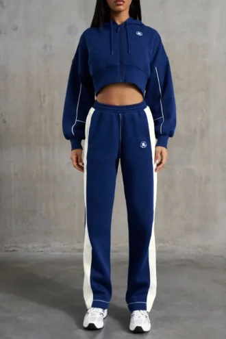 Sweatpants med vida ben i marinblått