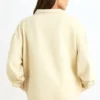 Sweatshirt med kvartslås i benvit