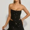 Sybil Embellished Draped Mid-Rise Mini Kjol i svart