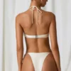 Tahiti-bikinitopp med bygel och halterneck i pärlvit
