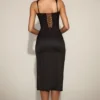 Taliah Lace Soft-Scoop Corset Satin Midaxi-klänning i svart