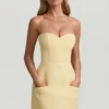 Talina Sweetheart-Neck Strapless Structured Miniklänning i pastellgult