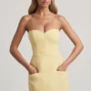 Talina Sweetheart-Neck Strapless Structured Miniklänning i pastellgult