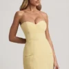 Talina Sweetheart-Neck Strapless Structured Miniklänning i pastellgult